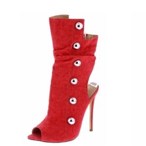 Red Heat Peep Toe Booties